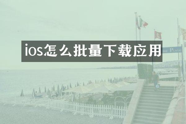 ios怎么批量下载应用