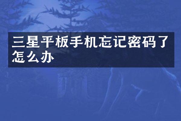 三星平板手机忘记密码了怎么办