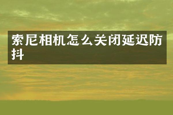 索尼相机怎么关闭延迟防抖