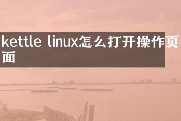 kettle linux怎么打开操作页面