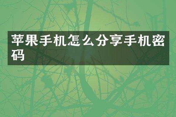 苹果手机怎么分享手机密码