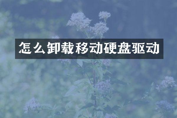 怎么卸载移动硬盘驱动