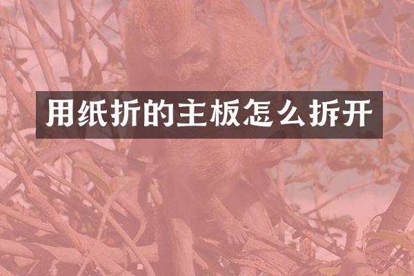用纸折的主板怎么拆开