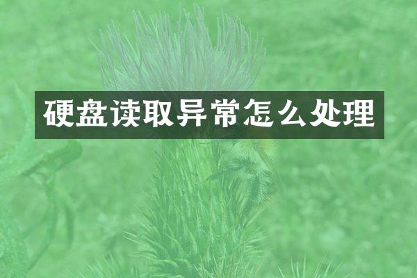 硬盘读取异常怎么处理