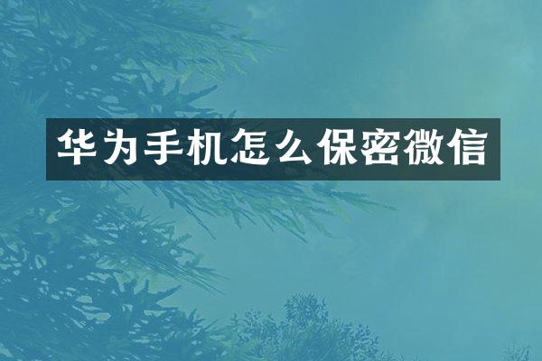 华为手机怎么保密微信
