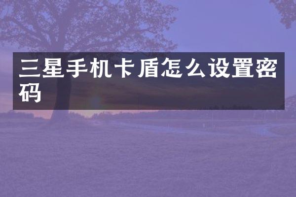 三星盾怎么设置密码