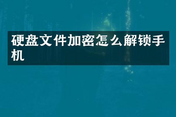 硬盘文件加密怎么解锁手机