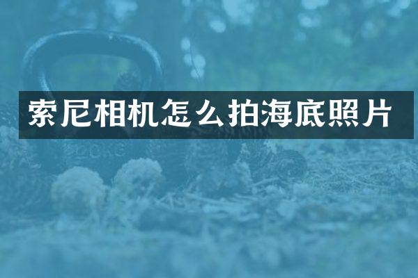 索尼相机怎么拍海底照片