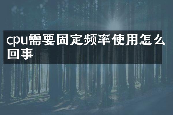cpu需要固定频率使用怎么回事