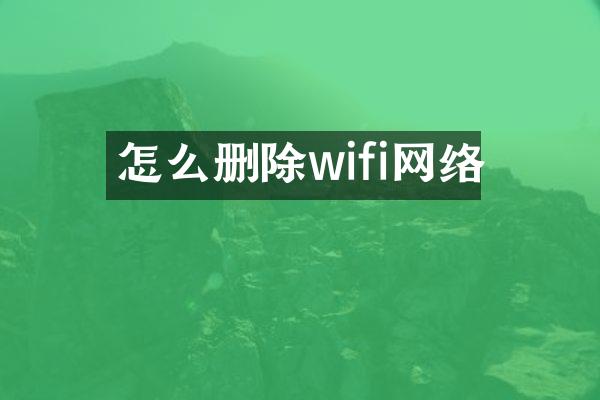 怎么删除wifi网络