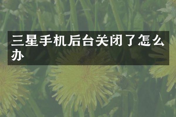 三星手机后台关闭了怎么办