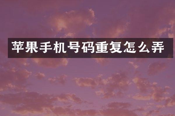 苹果手机号码重复怎么弄