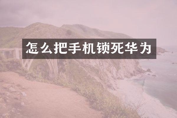 怎么把手机锁死华为