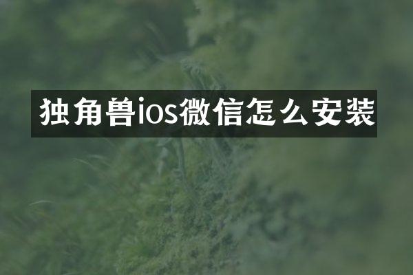 独角兽ios微信怎么安装