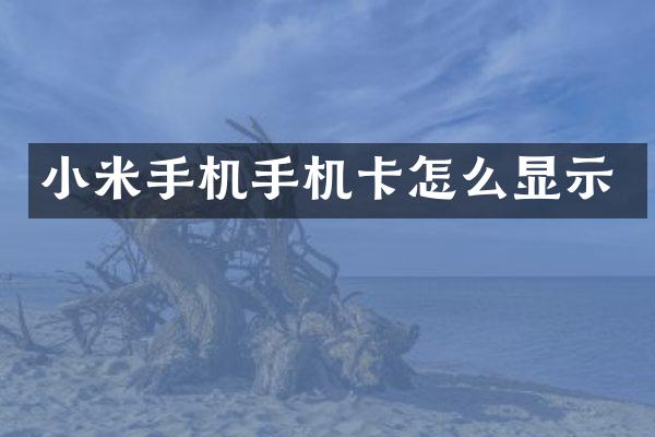 小米手机手机卡怎么显示
