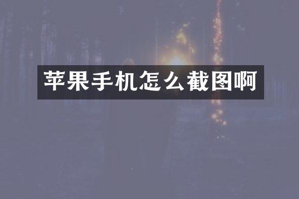 苹果手机怎么截图啊