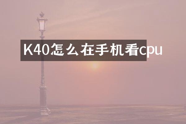 K40怎么在手机看cpu