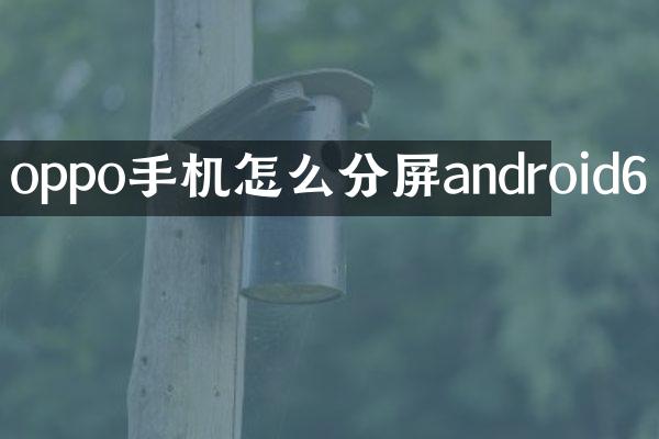 oppo手机怎么分屏android6