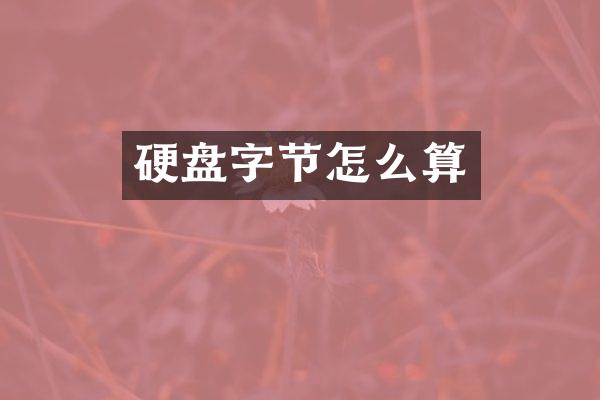 硬盘字节怎么算
