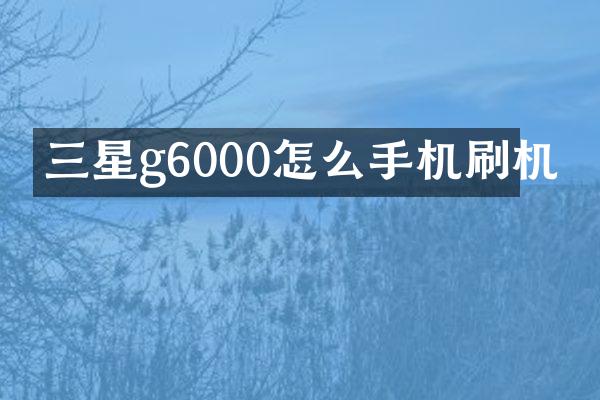 三星g6000怎么手机刷机