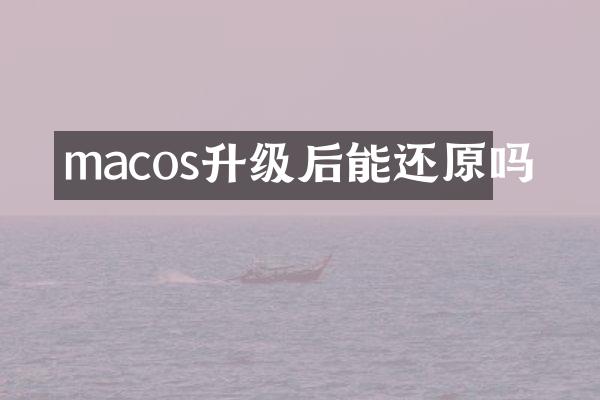 macos升级后能还原吗