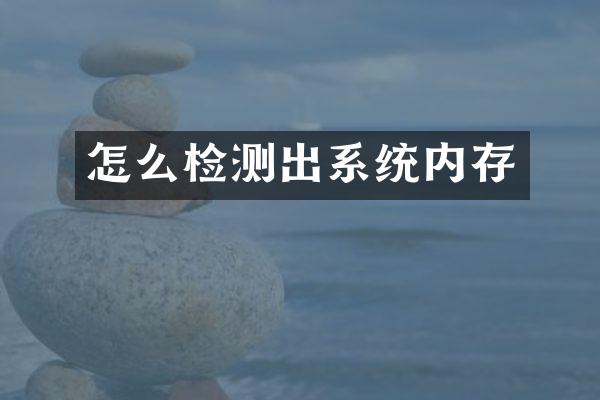 怎么检测出系统内存