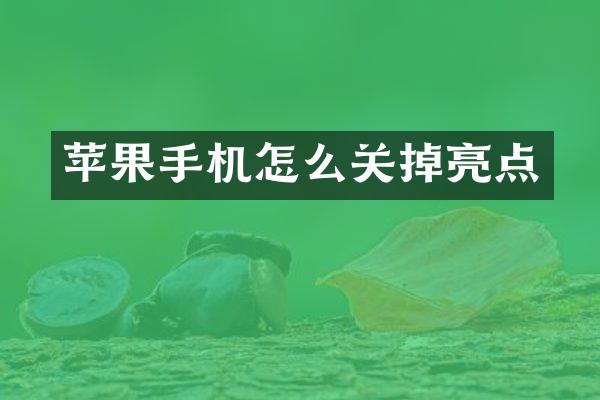 苹果手机怎么关掉亮点