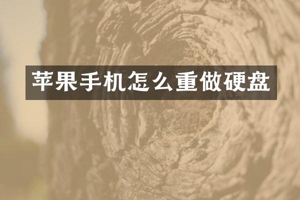 苹果手机怎么重做硬盘