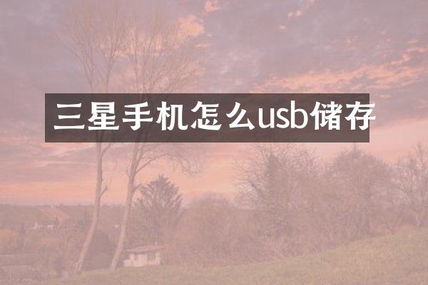 三星手机怎么usb储存