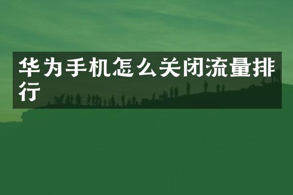 华为手机怎么关闭流量排行