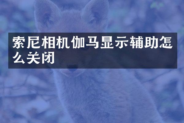 索尼相机伽马显示辅助怎么关闭