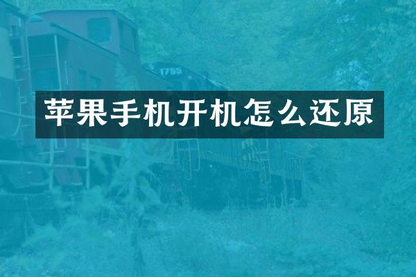 苹果手机开机怎么还原