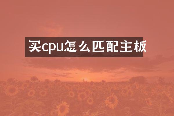 买cpu怎么匹配主板