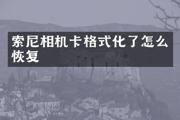 索尼相机卡格式化了怎么恢复