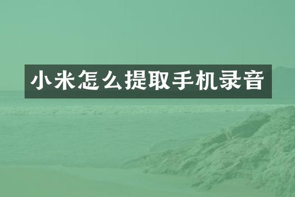 小米怎么提取手机录音