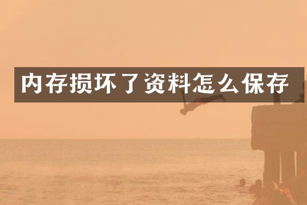 内存损坏了资料怎么保存