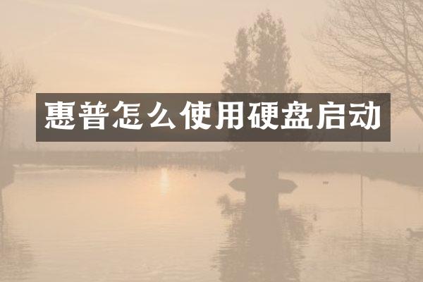 惠普怎么使用硬盘启动
