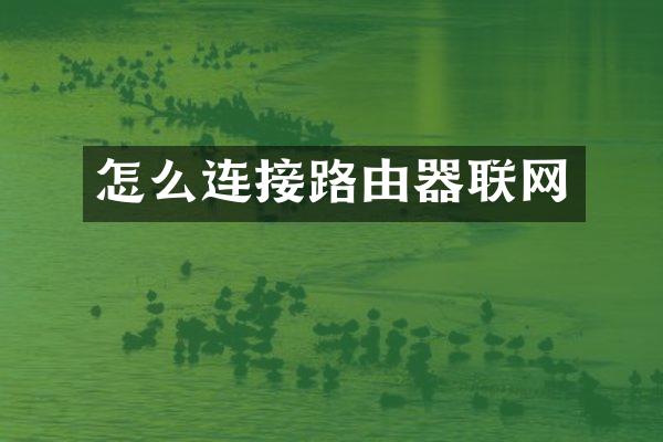 怎么连接路由器联网