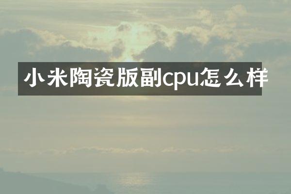 小米陶瓷版副cpu怎么样