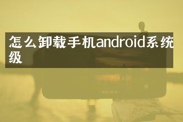 怎么卸载手机android系统升级