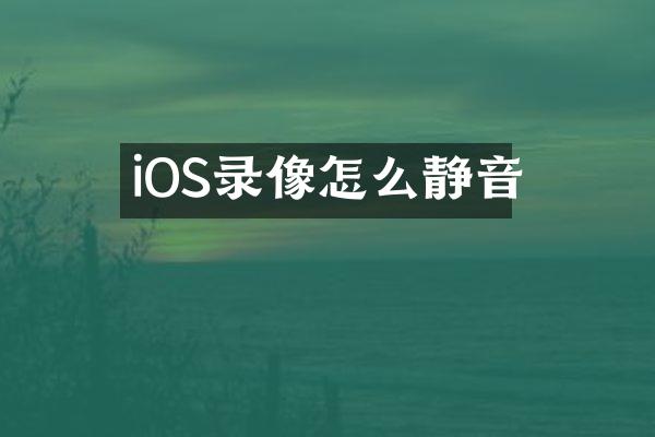 iOS录像怎么静音