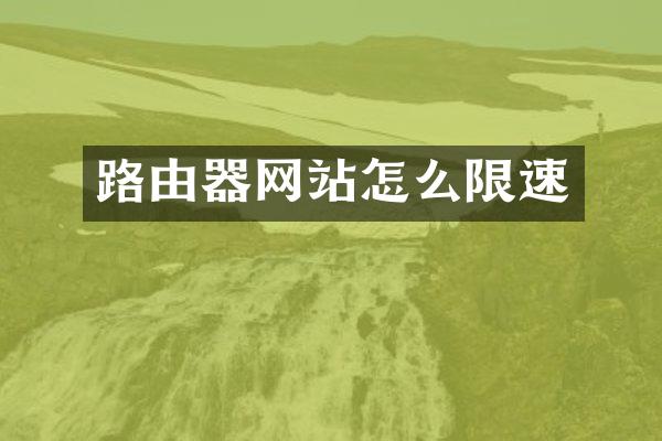 路由器网站怎么限速