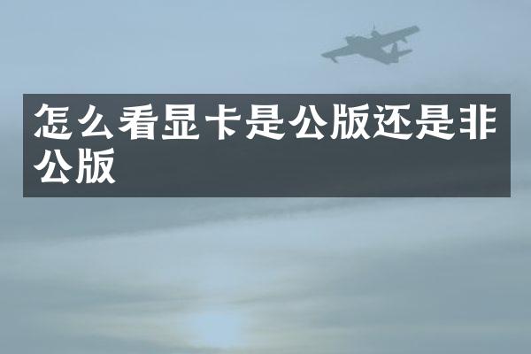 怎么看显卡是公版还是非公版