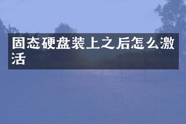 固态硬盘装上之后怎么激活