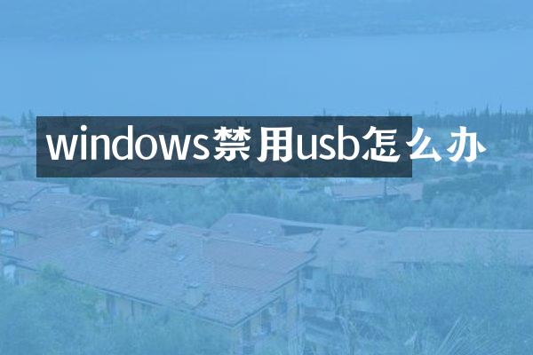 windows禁用usb怎么办