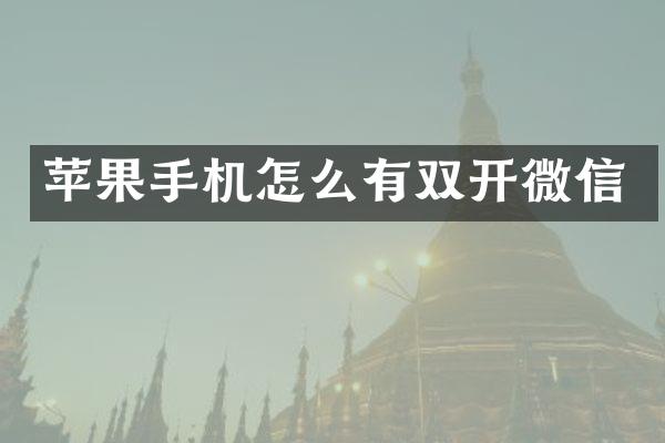 苹果手机怎么有双开微信