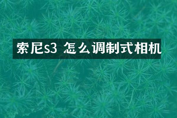 s3 怎么调制式相机