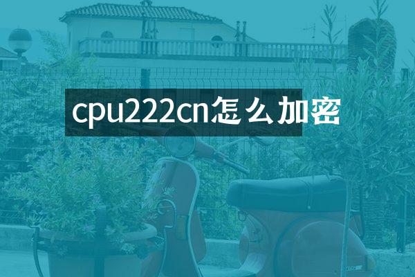 cpu222cn怎么加密