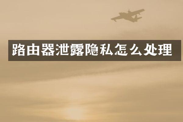 路由器泄露隐私怎么处理