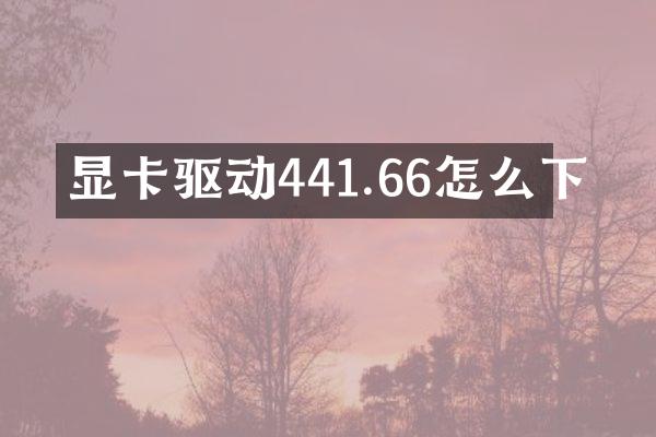显卡驱动441.66怎么下